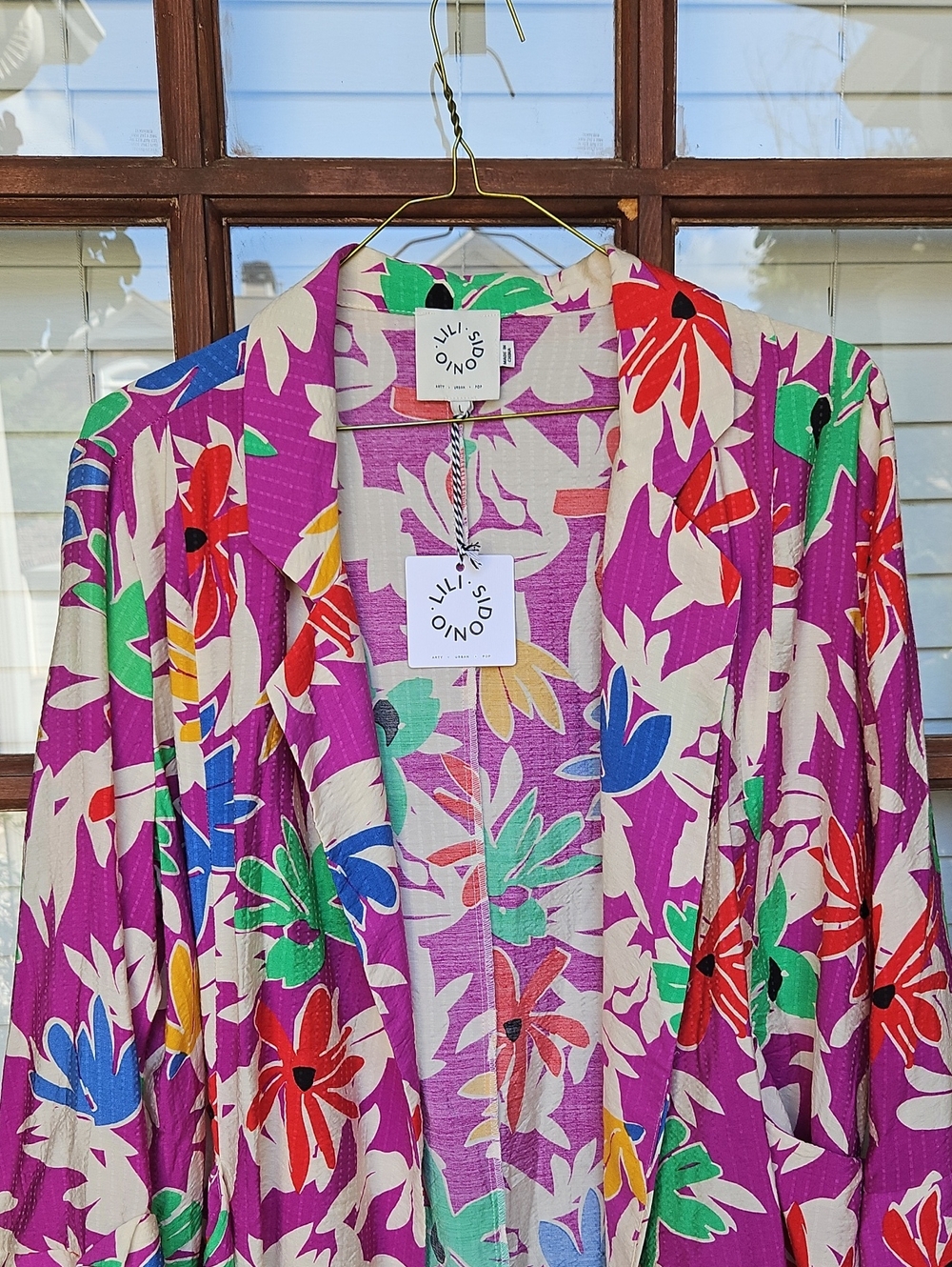 NWT! Lili Sidonio Purple Floral Woven Open-Front Women's Blazer Jacket - Picture 4 of 6